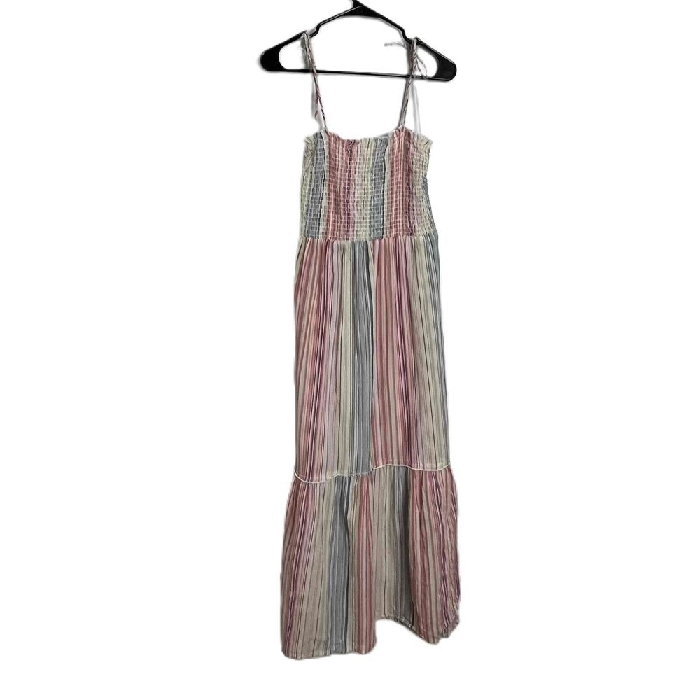 NWT Multicolor Striped Cotton Maxi Dress‎ Adjustable Straps Arizona Size M